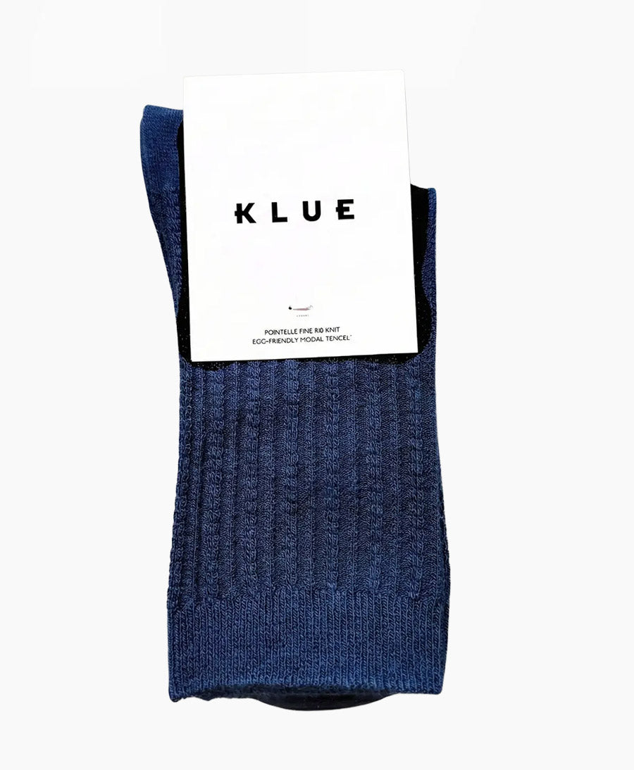 Pointelle Socken - gerippter Feinstrick - Dunkelblau