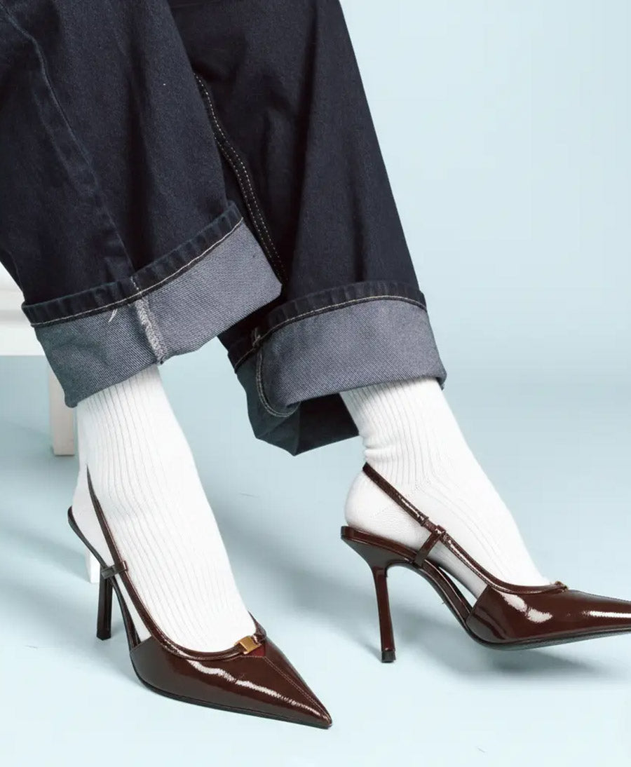 Socken Bio-Baumwolle - Feine Streifen - Weiss
