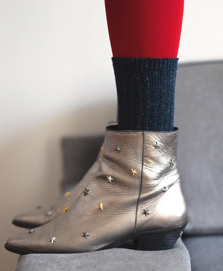 Socken Seide &amp; Wolle - Dunkelblau