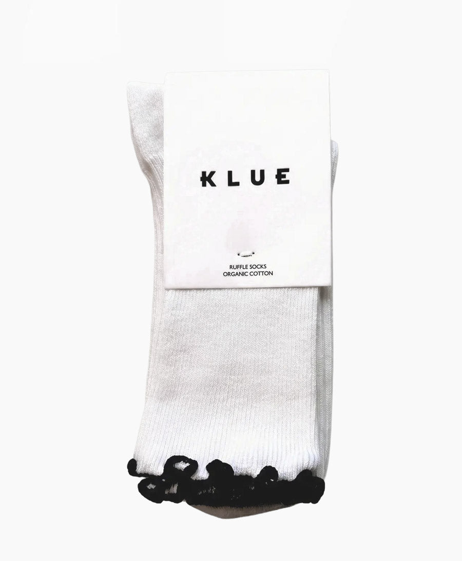 Rüschen Socken - Bio-Baumwolle - Weiss / Schwarz