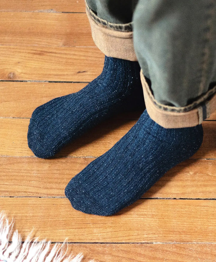 Socken Seide &amp; Wolle - Dunkelblau