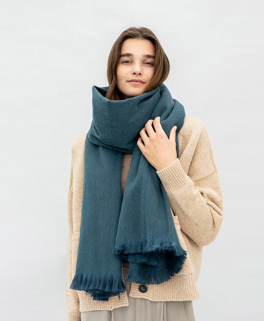 Halstuch Alpaka Schal - Solid Steel Blue