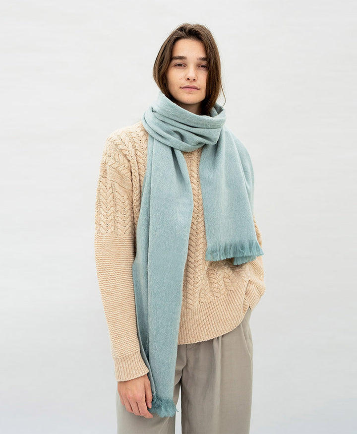 Halstuch Alpaka Schal Slim - Solid Ash Blue