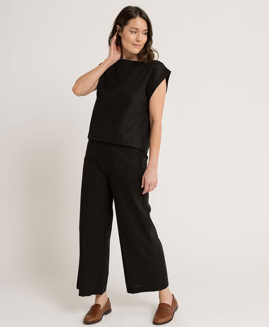 Stoffhose aus Bio - Baumwolle - Schwarz - LAUDE the Label - clomes