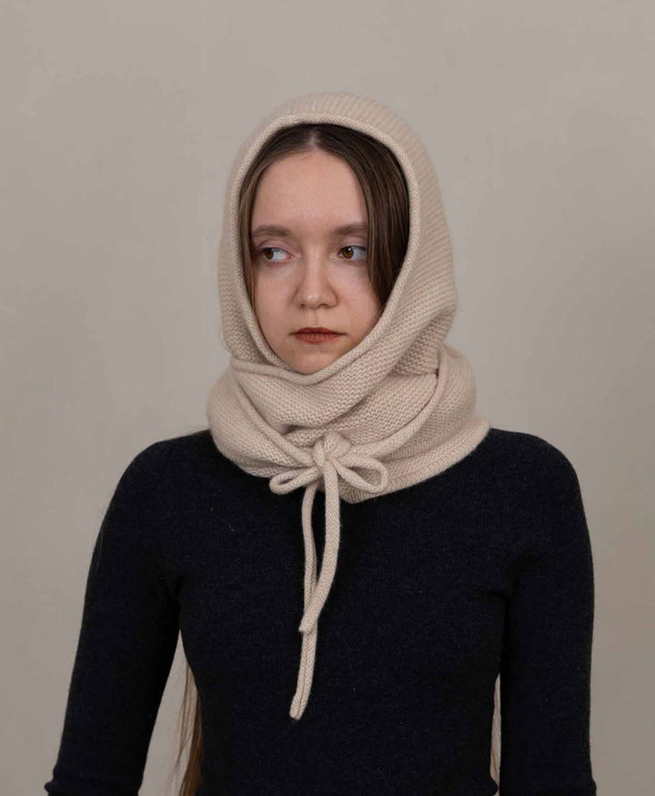Kapuzenschal Eden aus Kaschmir - Ivory