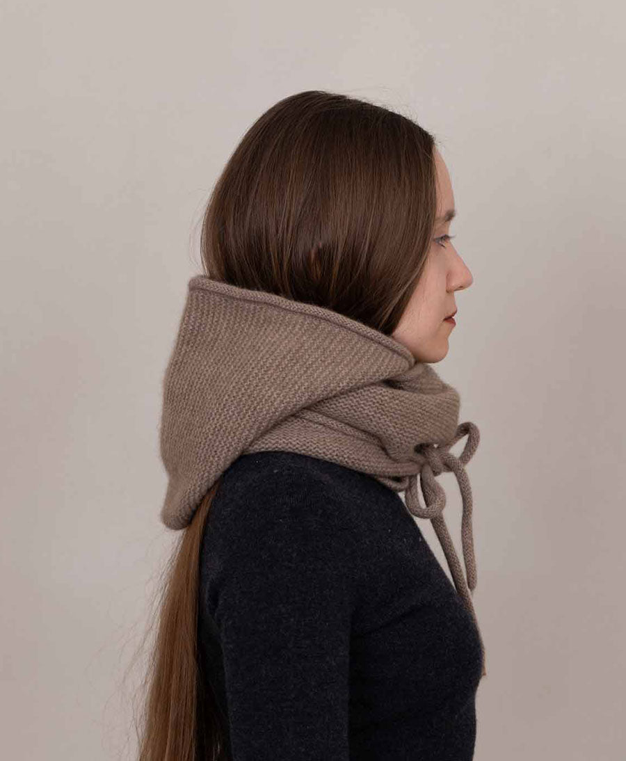 Kapuzenschal Eden aus Kaschmir - Taupe