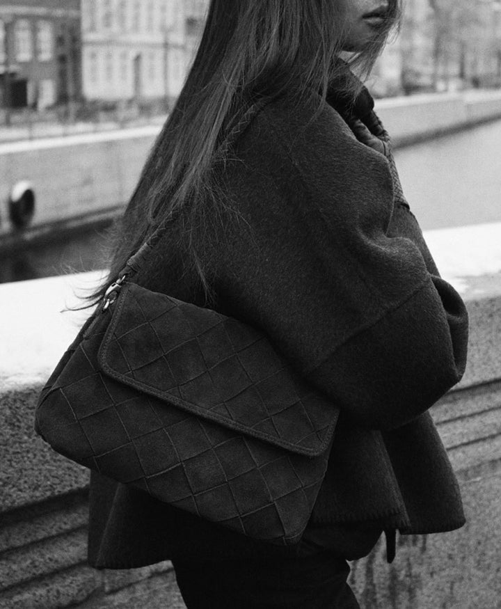 Ledertasche "MADELEINE" Suede - Schwarz