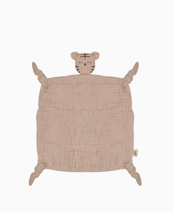 Schnuffeltuch aus Bio-Baumwolle - Toby der Tiger - Taupe
