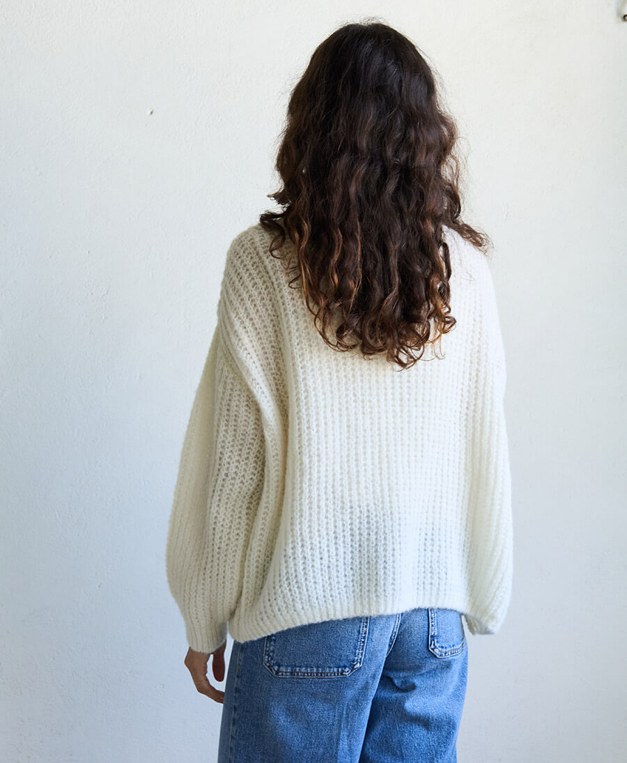 Leichter Strick-Wickelcardigan VEGA - Ivory
