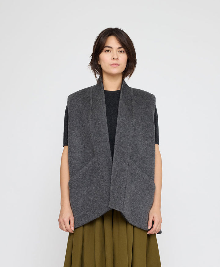 Gilet / Weste aus Wolle - Reversible Wool Vest - Grau