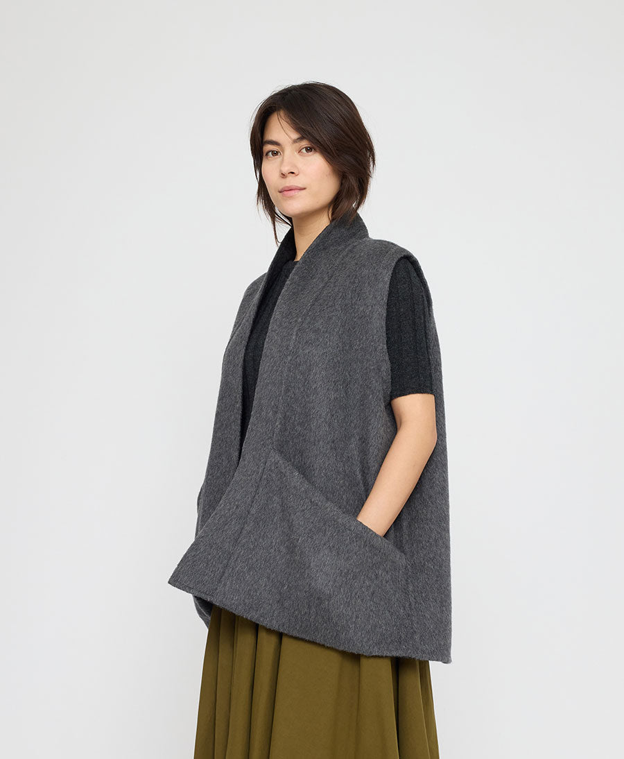Gilet / Weste aus Wolle - Reversible Wool Vest - Grau