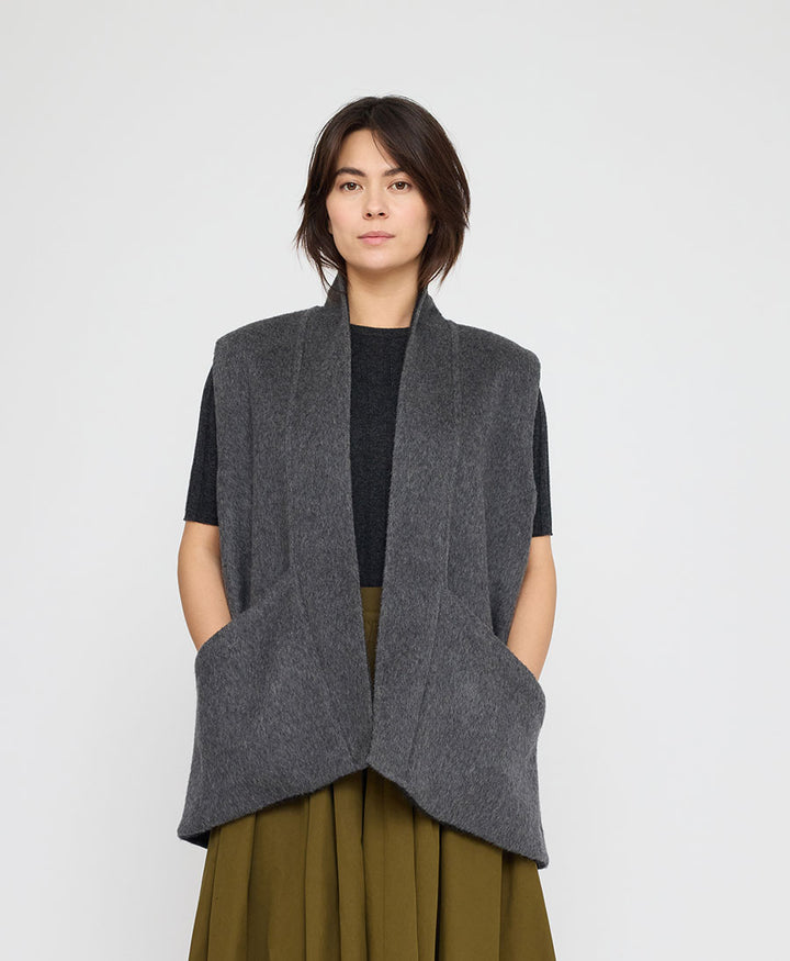 Gilet / Weste aus Wolle - Reversible Wool Vest - Grau