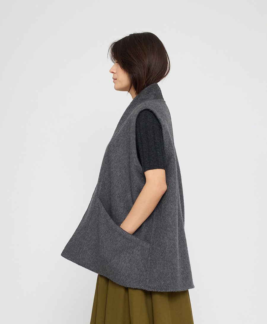 Gilet / Weste aus Wolle - Reversible Wool Vest - Grau