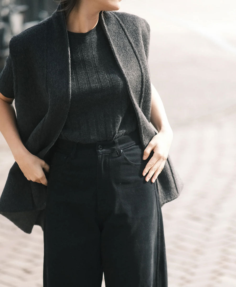 Gilet / Weste aus Wolle - Reversible Wool Vest - Grau