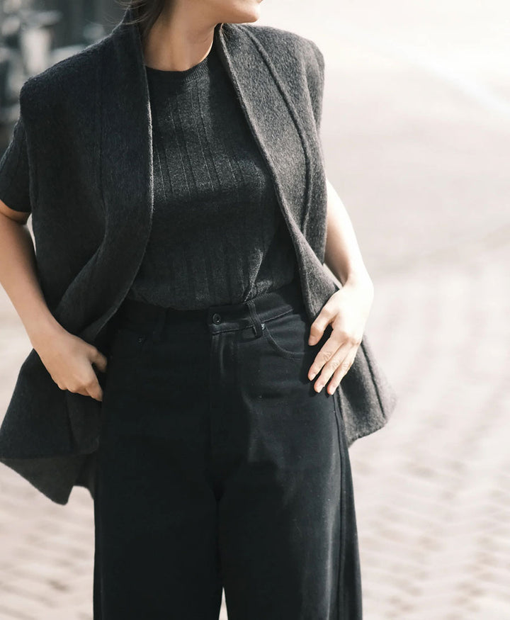Gilet / Weste aus Wolle - Reversible Wool Vest - Grau
