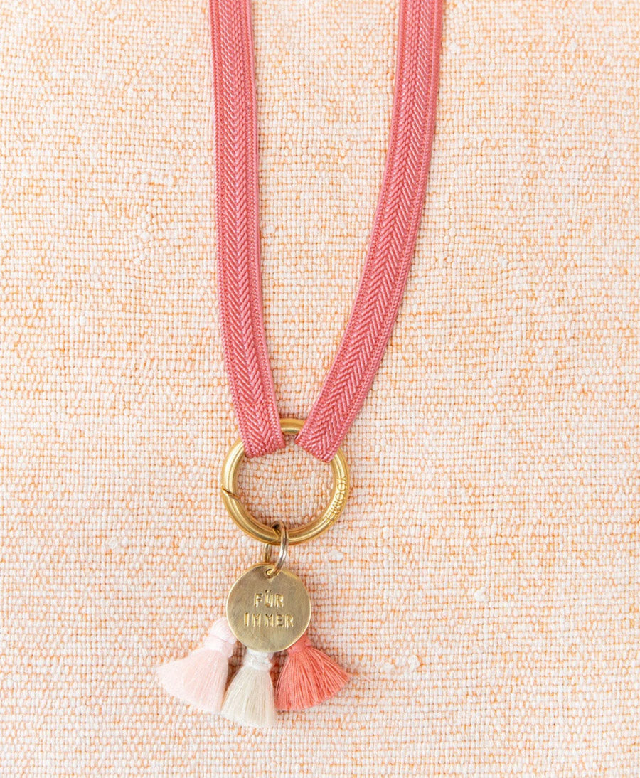 Schlüsselband vergoldeter Karabiner - Flamingo
