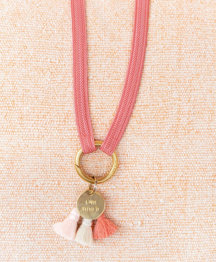 Schlüsselband vergoldeter Karabiner - Flamingo