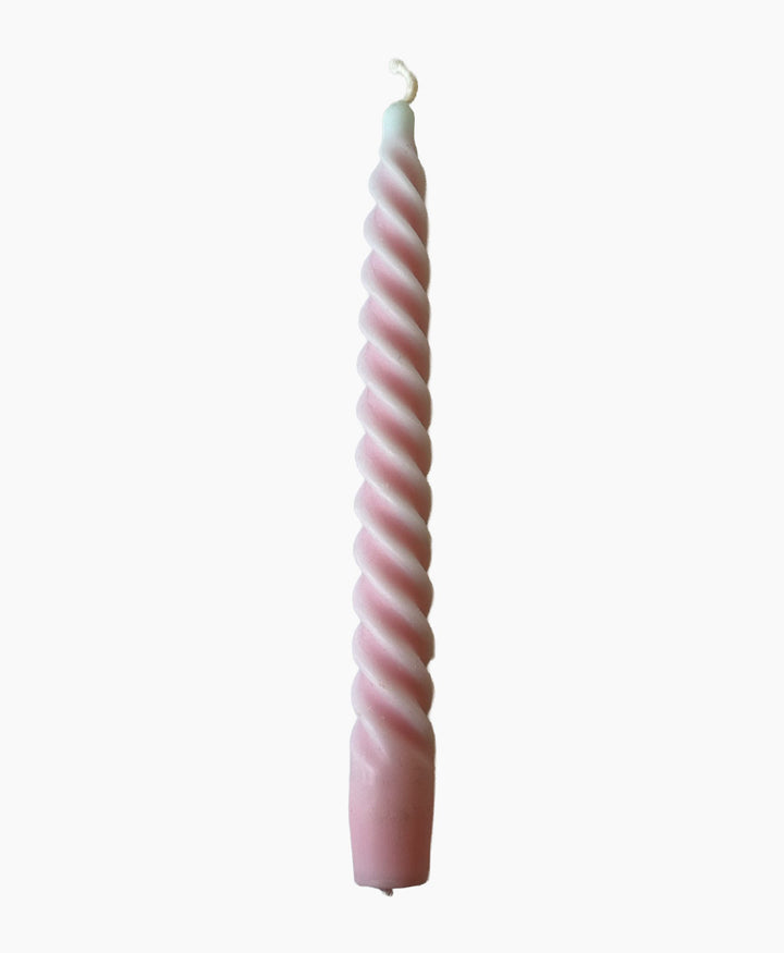 Spiral Stabkerze Zweifarbig - Hellblau / Rosa